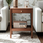 Table d'appoint moderne en bois brun avec rangement pour salon