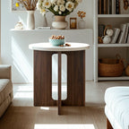 Table d'appoint ronde minimaliste en bois brun pour salon