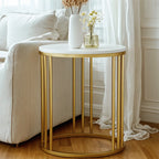 Table d'appoint ronde moderne en métal doré à 2 niveaux pour salon