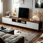 Mobile TV in legno naturale bianco a giorno con cassetti, 87 cm