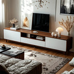 Mobile TV in legno naturale bianco a giorno con cassetti, 87 cm