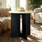 Table d'appoint ronde minimaliste en bois brun pour salon