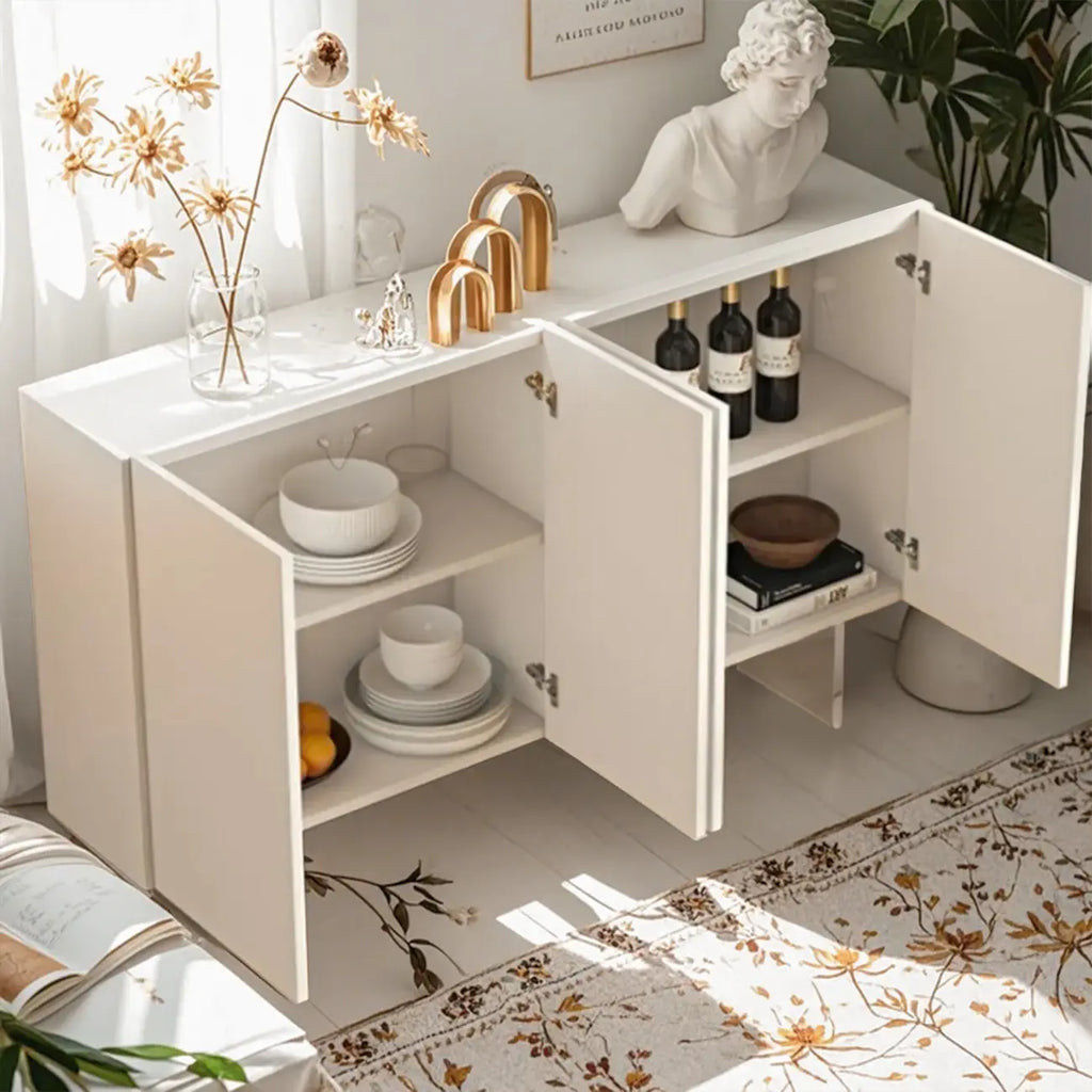 Meuble d'appoint rectangulaire blanc minimaliste pour salon