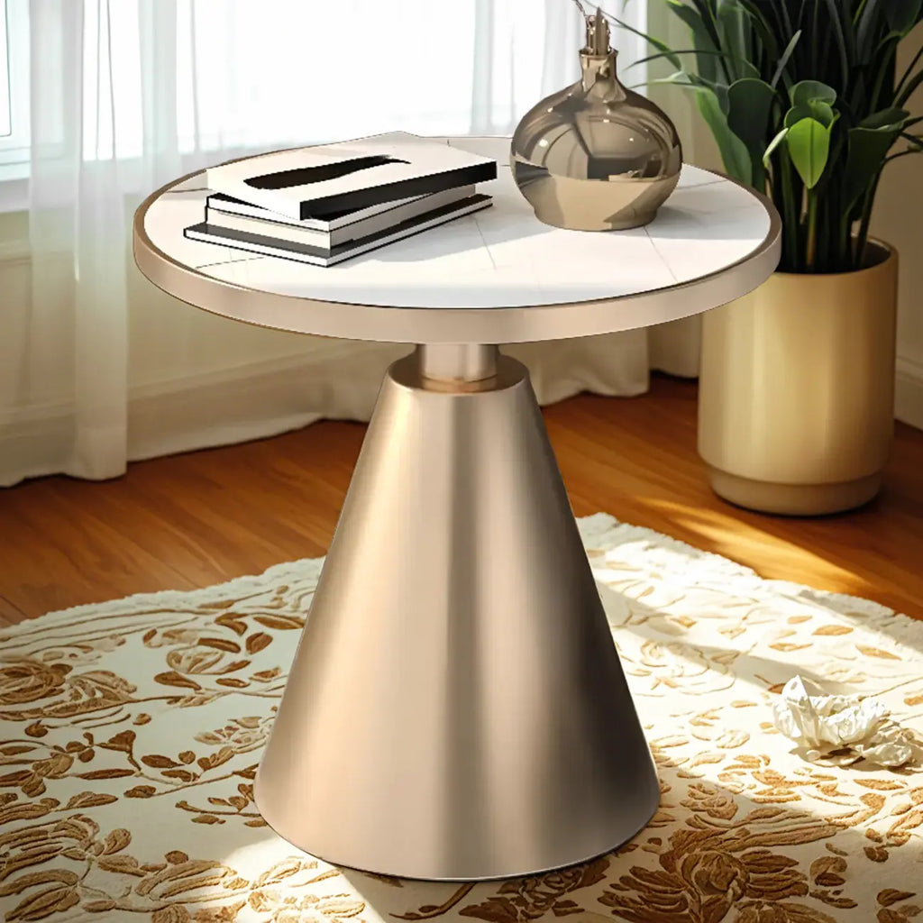 Table d'appoint ronde en marbre, style glamour moderne, pour salon