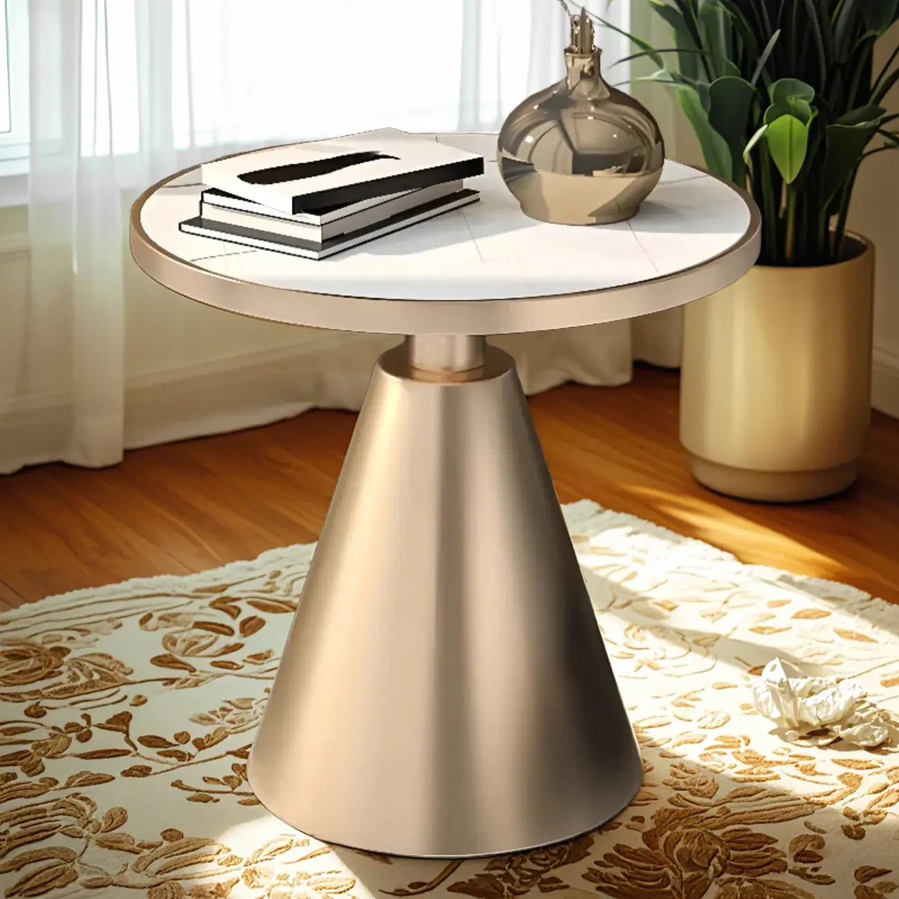 Table d'appoint ronde en marbre, style glamour moderne, pour salon