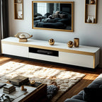 Meuble TV glamour en verre miroir avec tiroirs pour salon