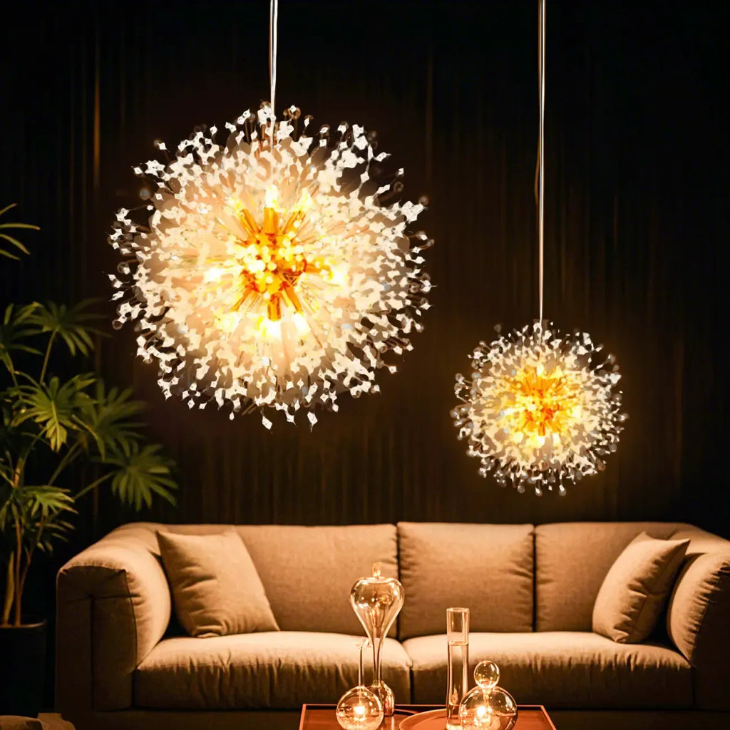 Lustre moderne en cristal avec motif en étoile