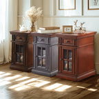 Table d'appoint en bois massif marron avec rangement pour salon