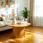 Table d'appoint ronde minimaliste en bois naturel pour le salon