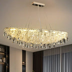 Suspension îlot de cuisine luxueuse en cristal à 16 lumières