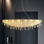 Suspension îlot de cuisine luxueuse en cristal à 16 lumières