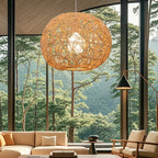 Suspension lumineuse glamour en tissu tissé pour la décoration du salon