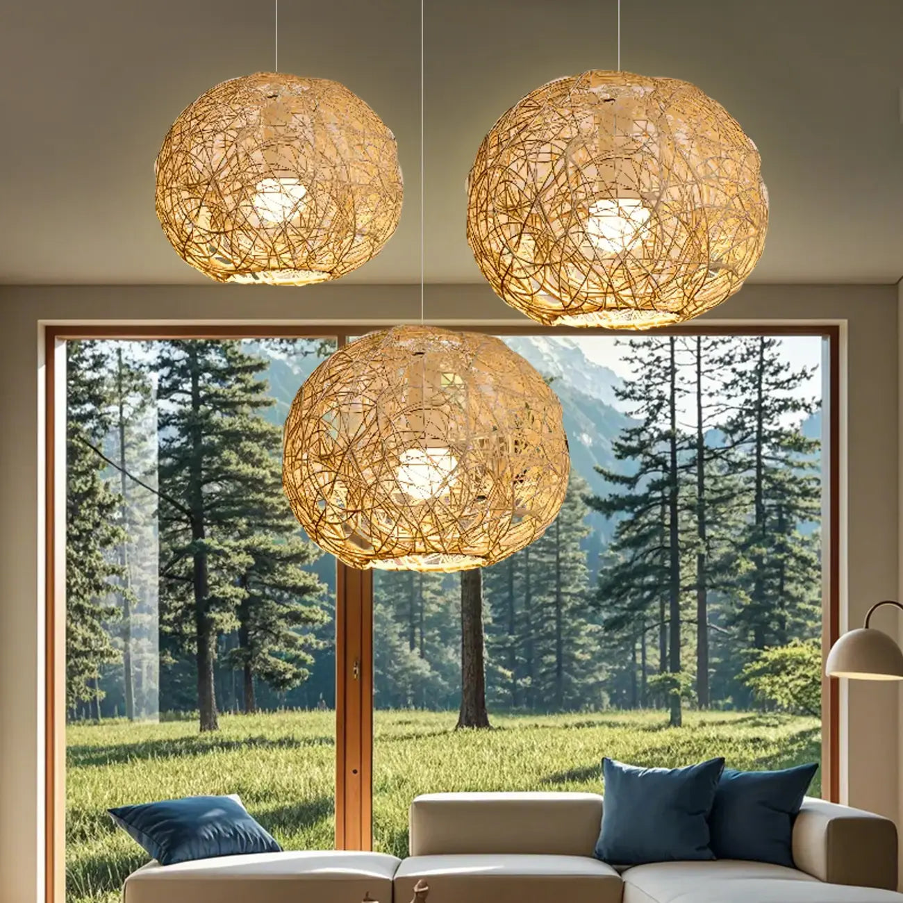 Suspension lumineuse glamour en tissu tissé pour la décoration du salon