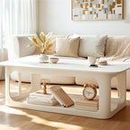 Table basse rectangulaire minimaliste en bois avec rangement