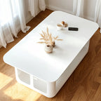 Table basse rectangulaire minimaliste en bois avec rangement