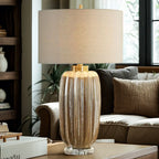 Lampe de table géométrique en céramique brune pour salon