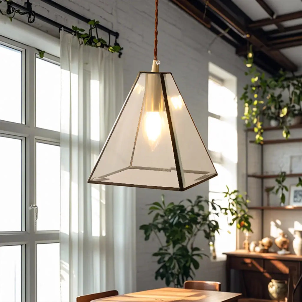 Suspension moderne en verre en forme de diamant pour salon