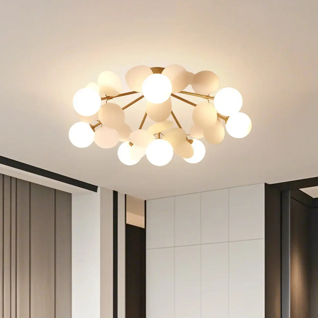 Plafonnier semi-encastré moderne en forme de boule de verre pour chambre à coucher
