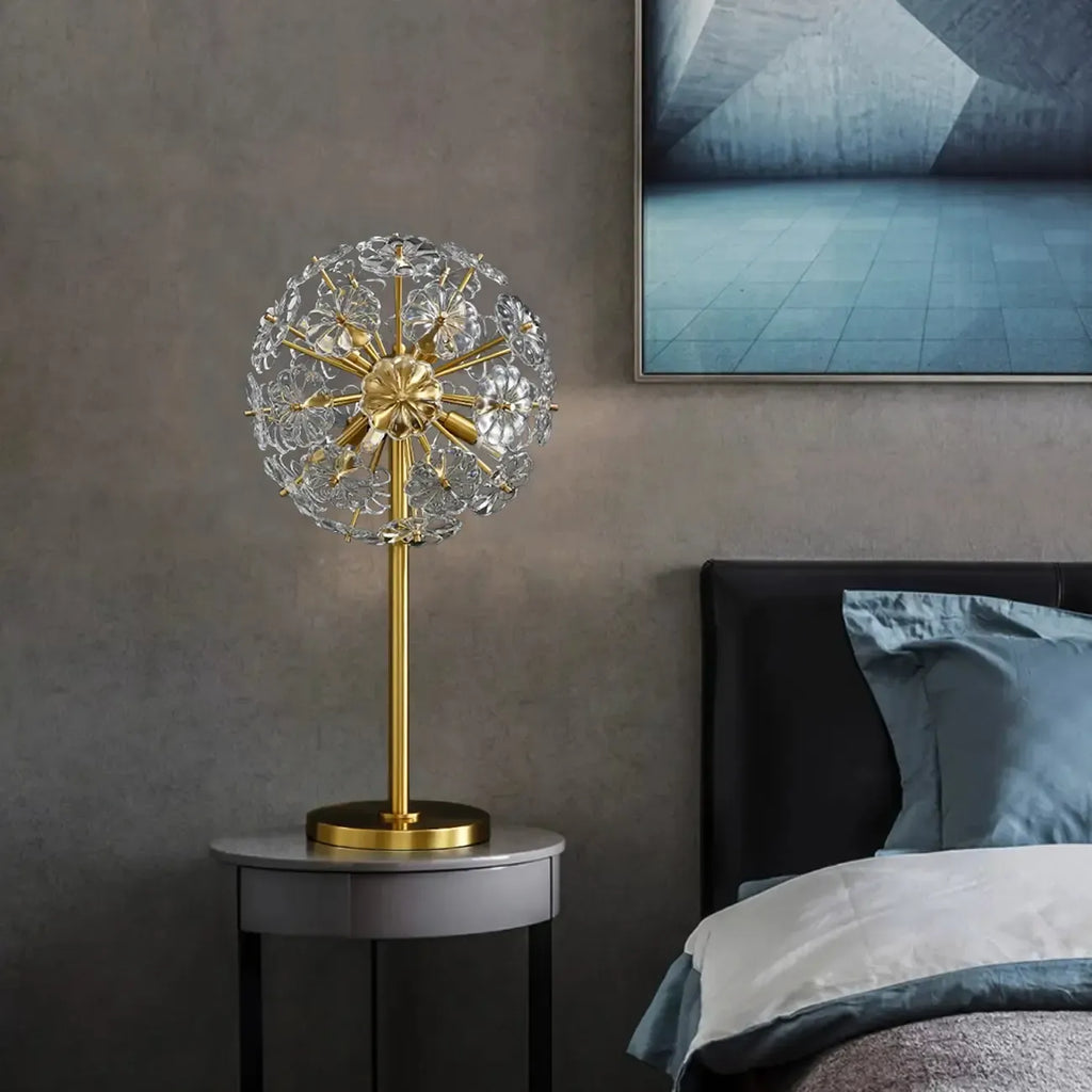 Lampe de table glamour en cristal et métal doré pour salon