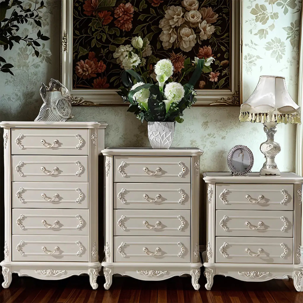 Commode nordique étroite en bois à 3 tiroirs