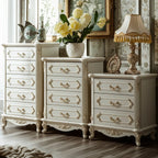 Commode nordique étroite en bois à 3 tiroirs