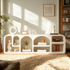 79 Mobile TV con vani a giorno in legno bianco stile minimalista