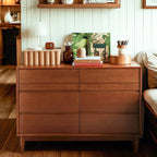 Commode double en bois brun rustique moyen, format horizontal