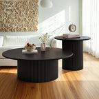 Ensemble de table basse ronde moderne en bois noir pour usage intérieur