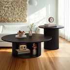 Ensemble de table basse ronde moderne en bois noir pour usage intérieur