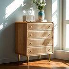 Commode élégante en bois naturel à 4 tiroirs pour la maison