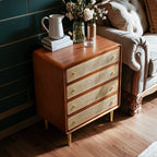 Commode élégante en bois naturel à 4 tiroirs pour la maison