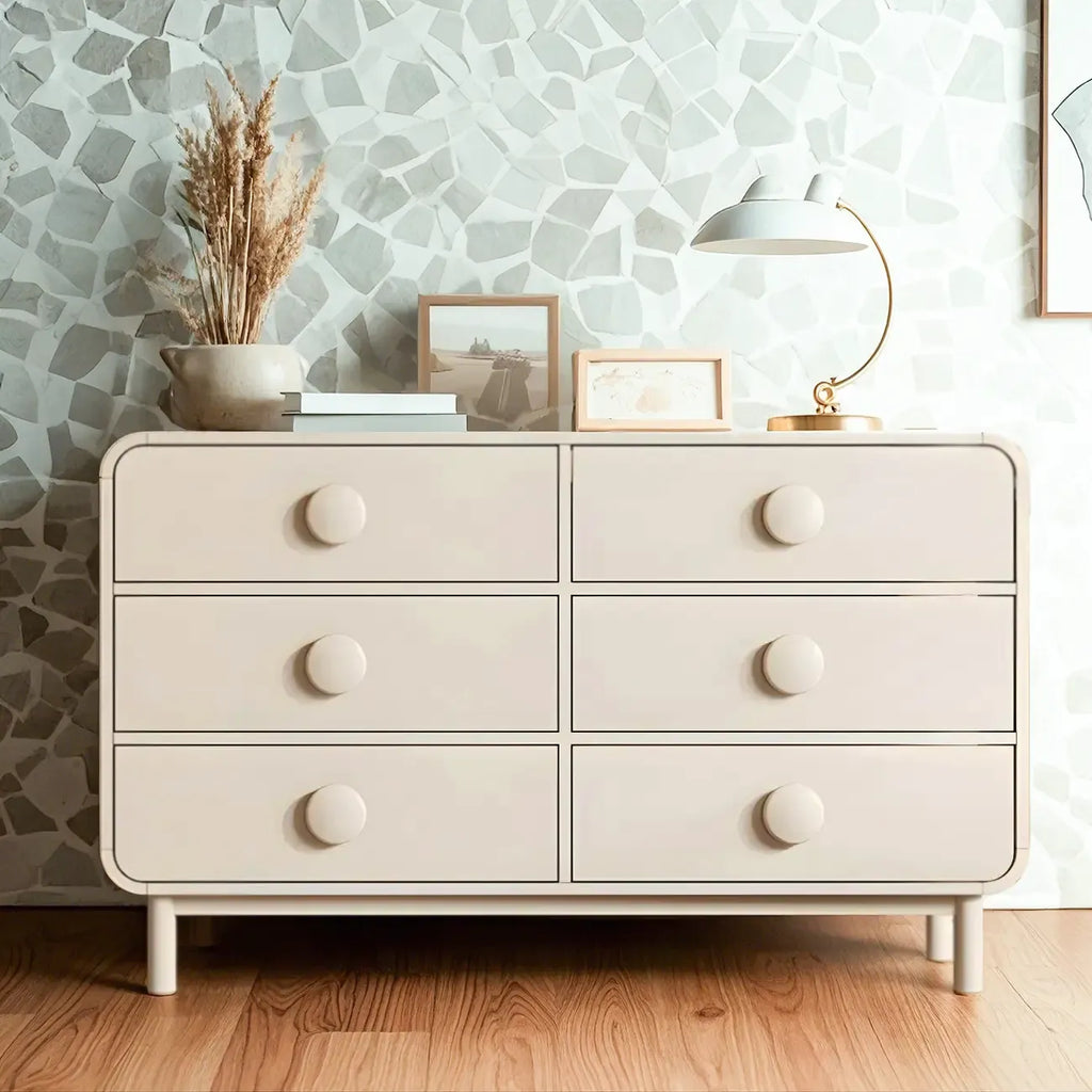 Commode et chiffonniers minimalistes en bois blanc à 6 tiroirs
