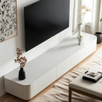 Meuble TV minimaliste en bois blanc avec gestion des câbles optimisée