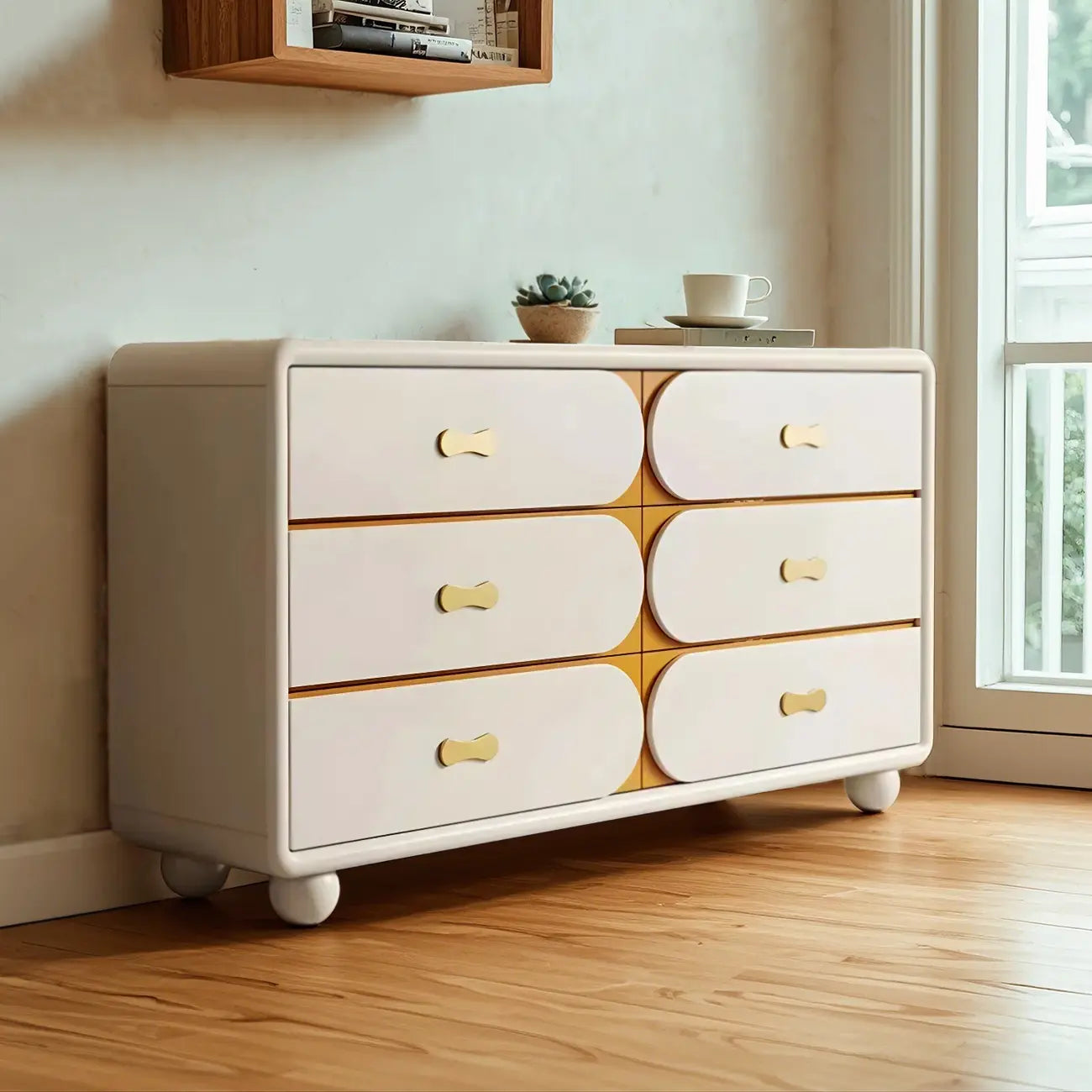 Commodes classiques en bois blanc cassé avec rangement et tiroirs