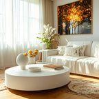 Table basse ronde moderne en fibre de verre blanche pour salon
