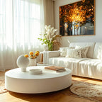 Table basse ronde moderne en fibre de verre blanche pour salon