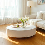 Table basse ronde moderne en fibre de verre blanche pour salon