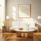 Table basse ronde moderne en bois blanc pour salon