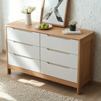Commodes horizontales en bois d'hévéa naturel à 6 tiroirs
