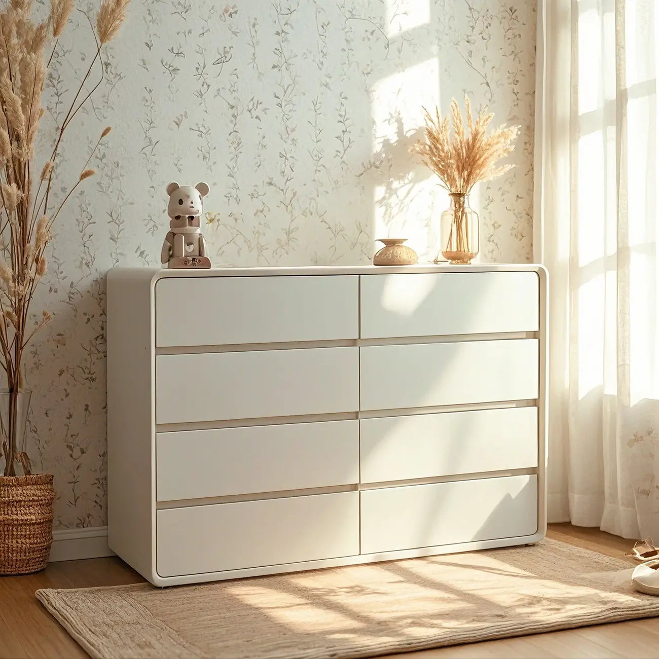 Commodes classiques en bois beige avec tiroirs à fermeture amortie