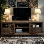 Meuble TV rectangulaire classique en bois massif pour salon
