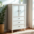 Commode verticale glamour en bois blanc avec armoire