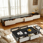 Table basse carrée noire moderne avec tiroirs pour salon