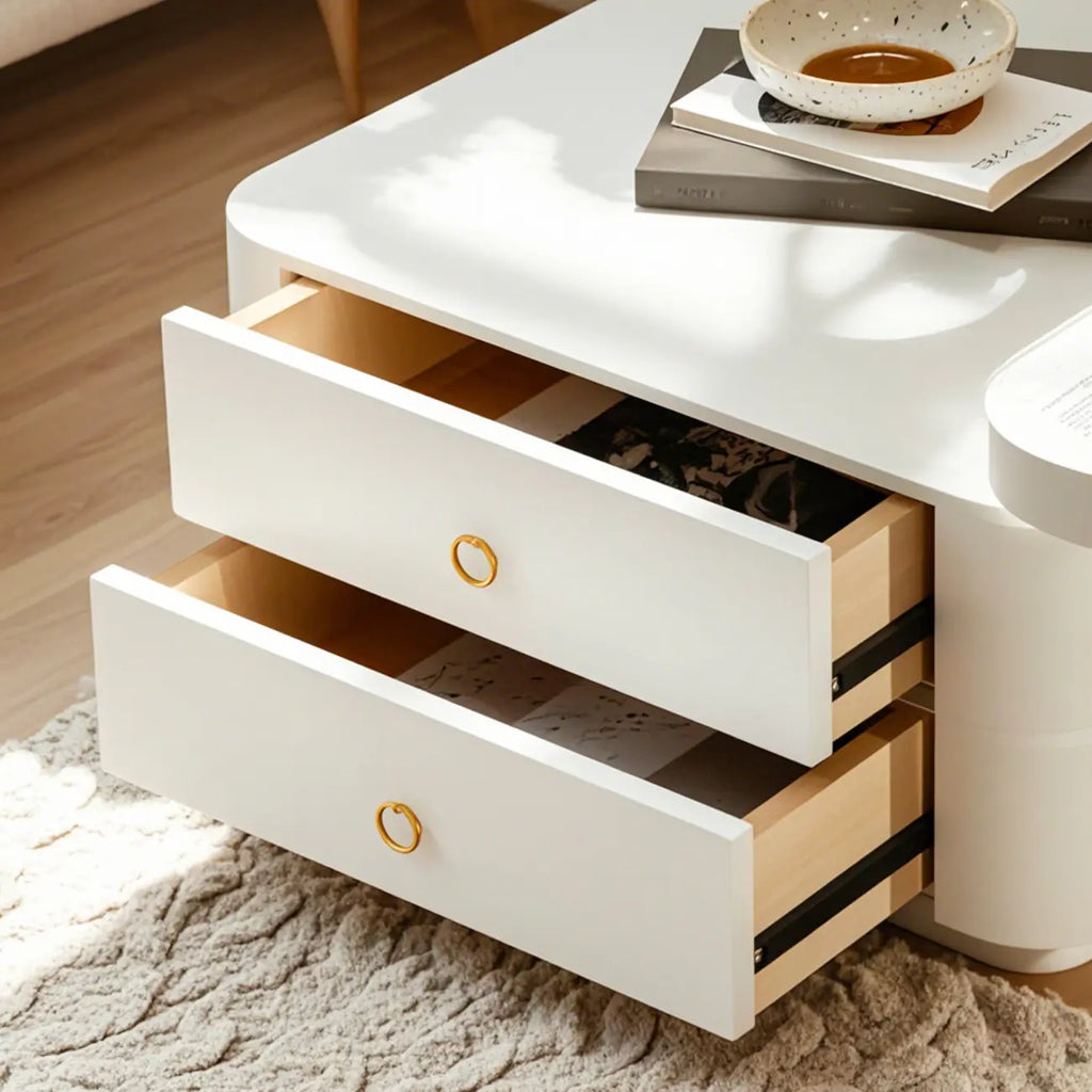 Ensemble de 2 tables basses gigognes blanches modernes avec rangement