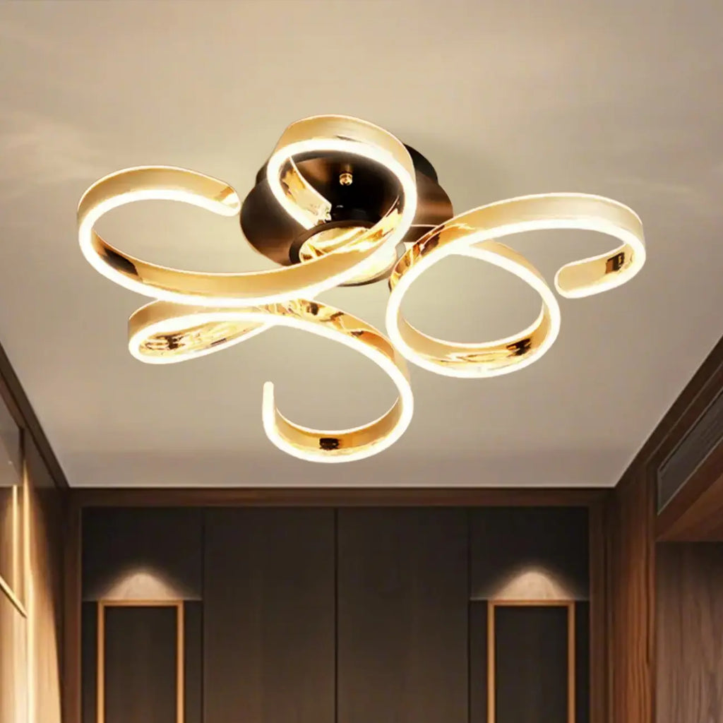 Plafonnier semi-encastré à LED ruban doré avec variateur à 3 niveaux