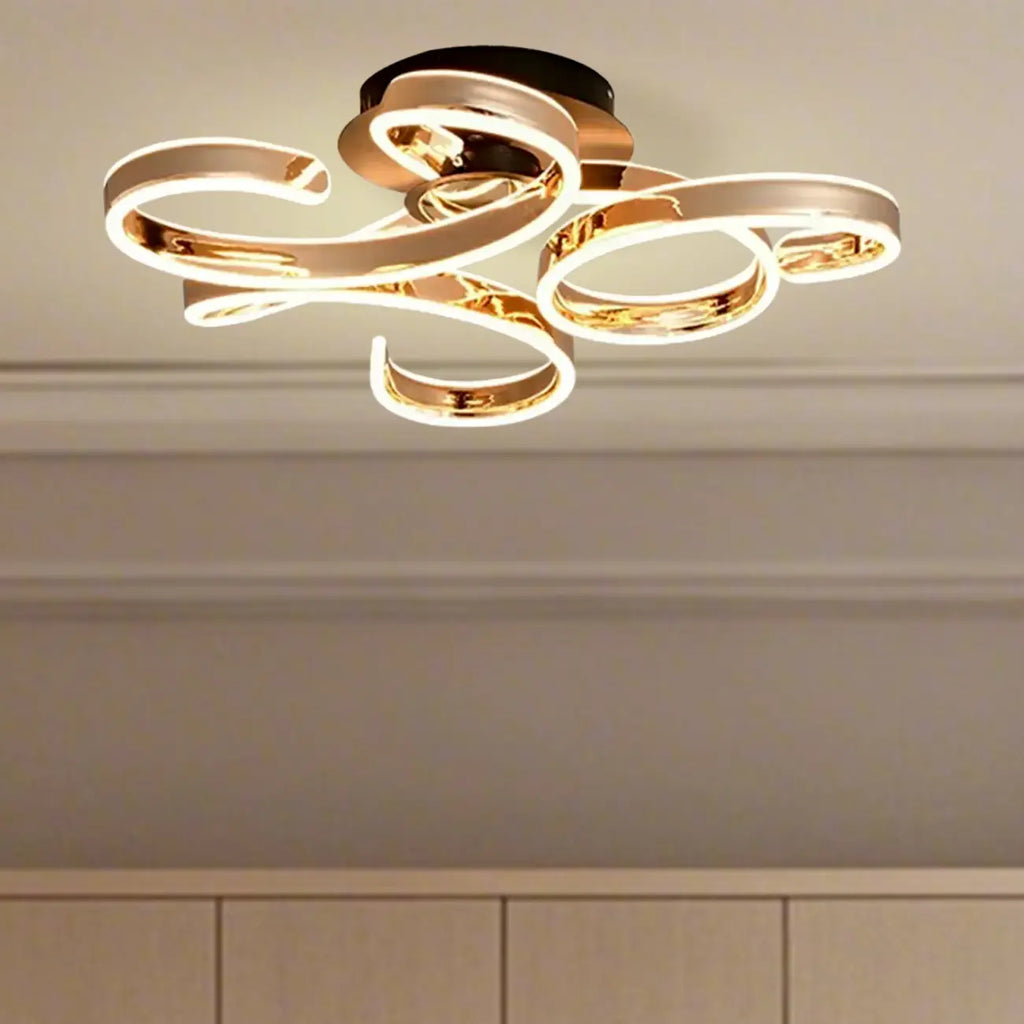 Plafonnier semi-encastré à LED ruban doré avec variateur à 3 niveaux