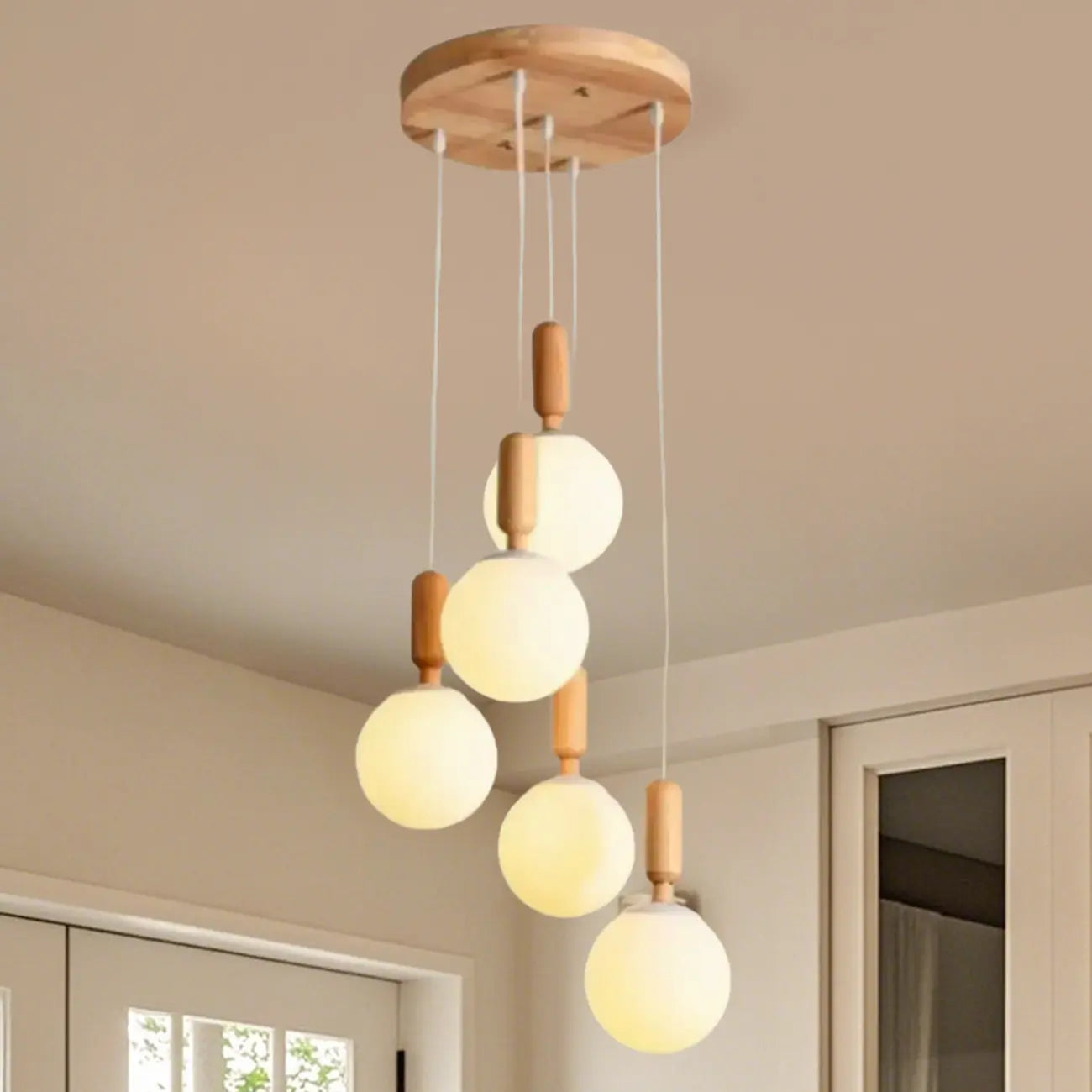 Suspension en verre opalin à longueur réglable