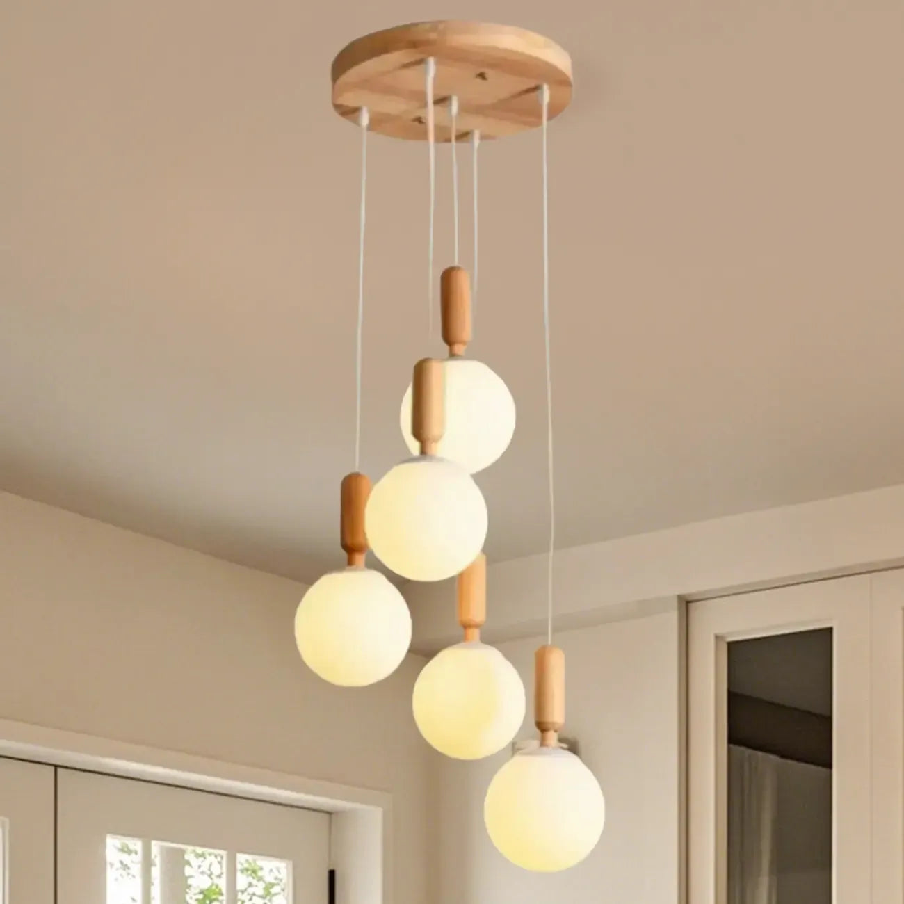 Suspension en verre opalin à longueur réglable