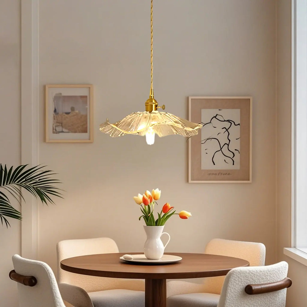 Suspension florale en verre transparent pour salon moderne