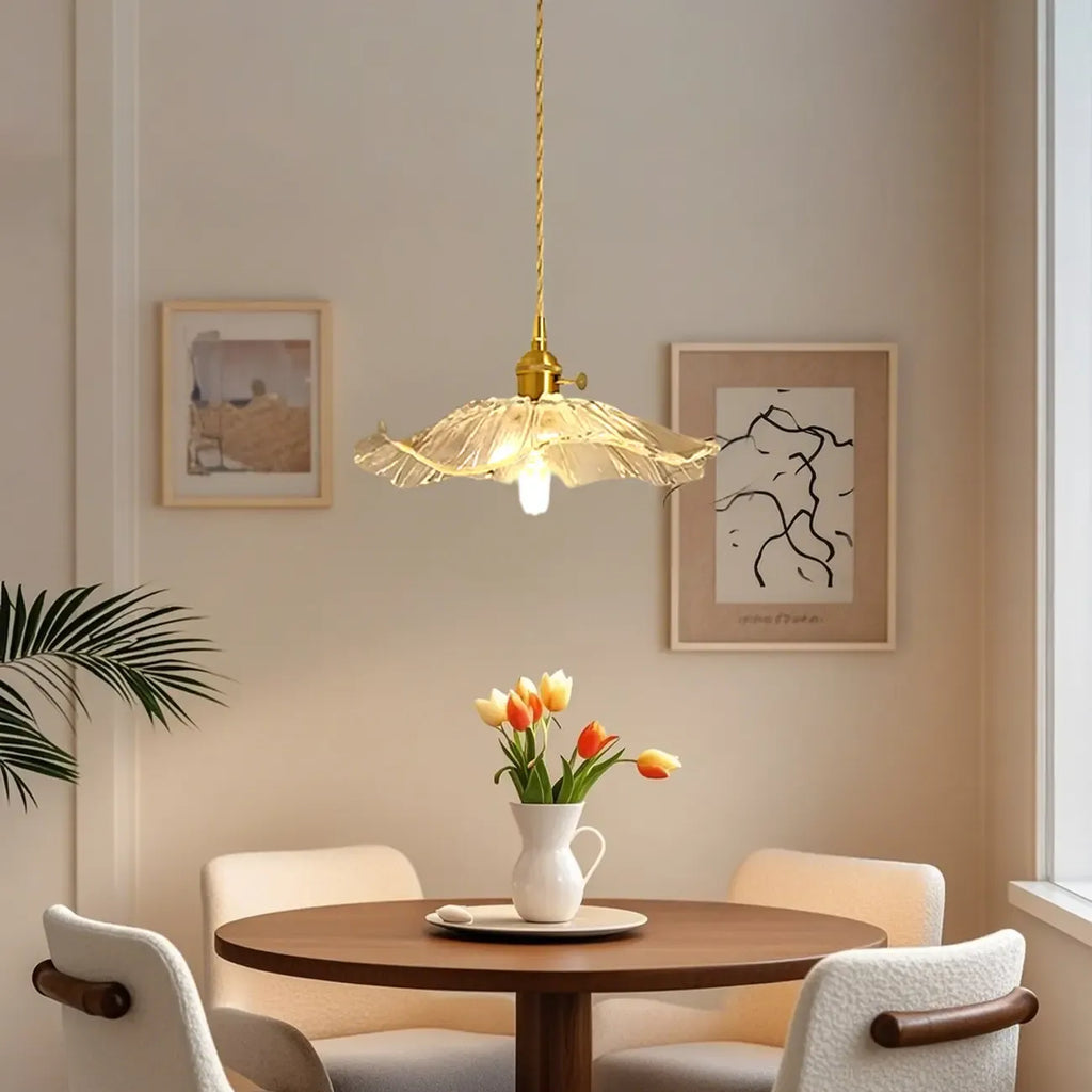 Suspension florale en verre transparent pour salon moderne